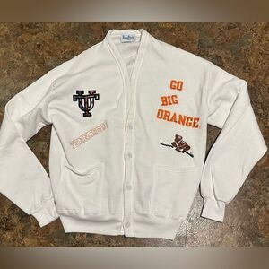 Vintage Belle Pointe Tennessee Spirit Cardigan Go Big Orange Embroidered Sz L?